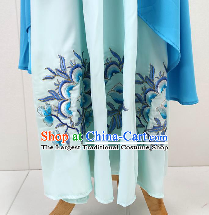 Chinese Traditional Peking Opera Young Lady Blue Dress Shaoxing Opera Court Maid Garment Beijing Opera Diva Clothing