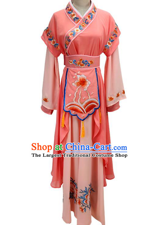 Chinese Shaoxing Opera Court Maid Garment Beijing Opera Diva Clothing Traditional Peking Opera Young Lady Orange Dress