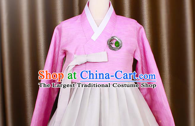 Asian Korea Bride Rosy Blouse and Printing Dress Traditional Fashion Garments Korean Court Princess Hanbok Clothing