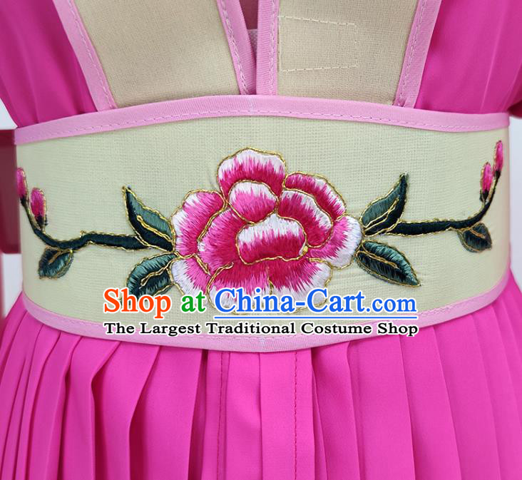 Chinese Traditional Peking Opera Diva Rosy Dress Shaoxing Opera Servant Girl Garment Beijing Opera Actress Clothing
