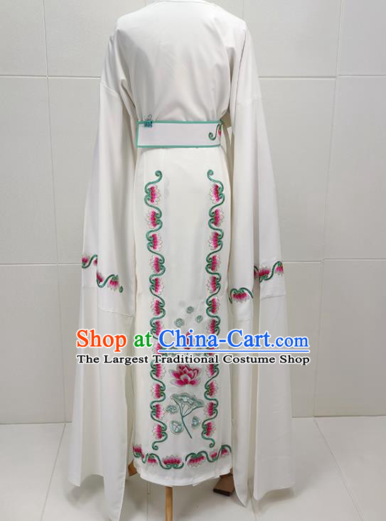 Chinese Shaoxing Opera Taoist Nun Garment Beijing Opera Actress Clothing Traditional Peking Opera Hua Tan White Dress