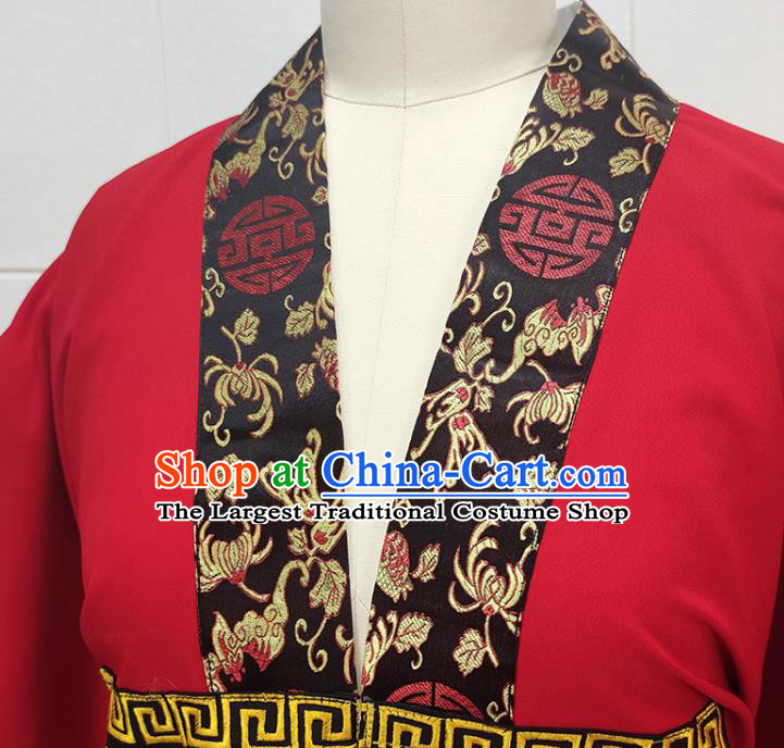 China Shaoxing Opera Red Priest Frock Clothing Peking Opera Taoist Robe Traditional Beijing Opera Embroidered Garment