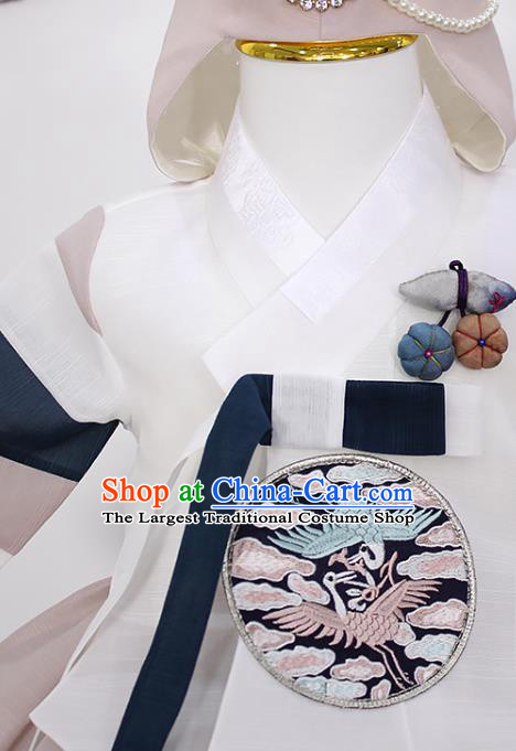 Traditional Korean Baby Princess Hanbok Clothing Children Girl White Blouse and Khaki Dress Fashion Apparels