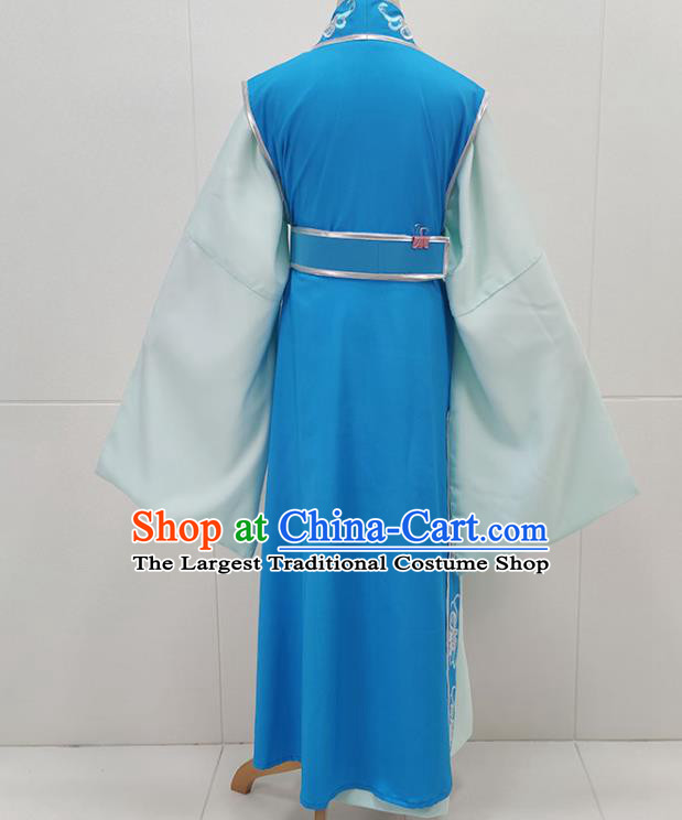 China Peking Opera Scholar Li Menglong Garments Traditional Shaoxing Opera Young Male Noble Childe Blue Clothing