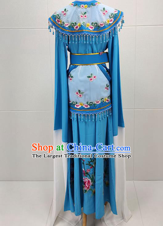 Chinese Shaoxing Opera Princess Garments Beijing Opera Hua Tan Clothing Traditional Peking Opera Actress Blue Dress