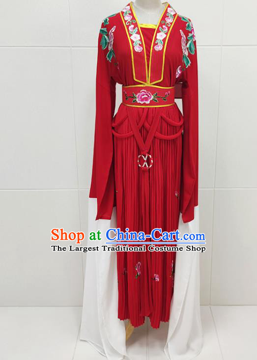 Chinese Traditional Shaoxing Opera Flowers Fairy Red Dress Garments Beijing Opera Diva Water Sleeve Clothing
