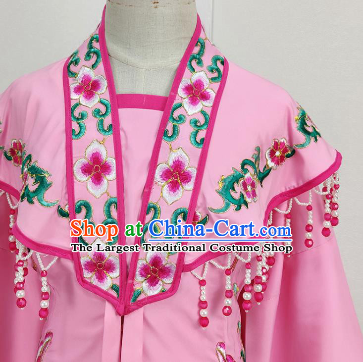 Chinese Beijing Opera Princess Clothing Peking Opera Hua Tan Embroidered Pink Cape Traditional Shaoxing Opera Actress Garment