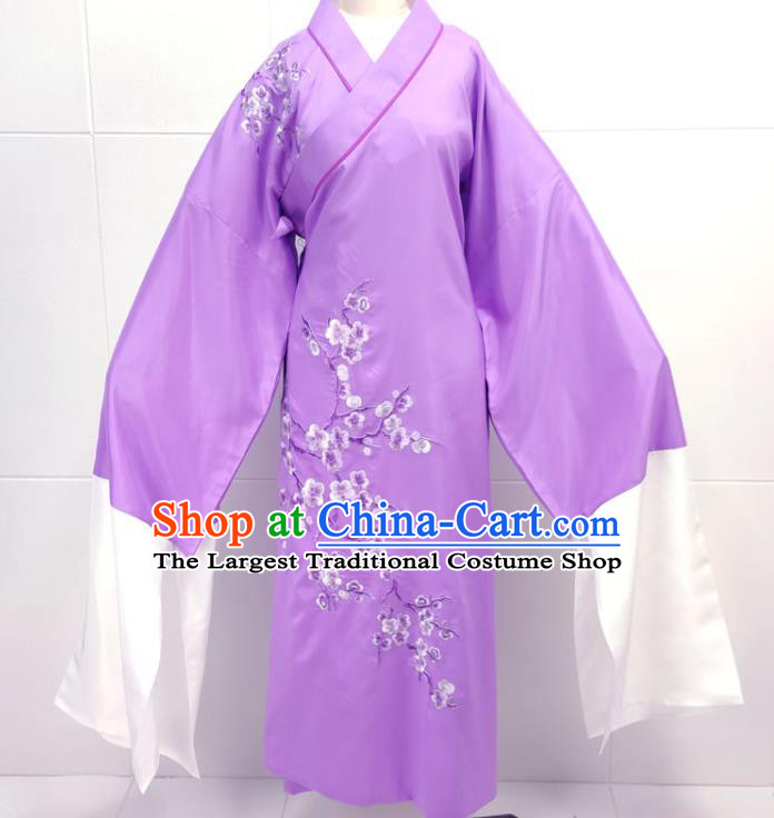 China Peking Opera Scholar Purple Robe Garments Traditional Shaoxing Opera Xiaosheng Clothing and Headwear