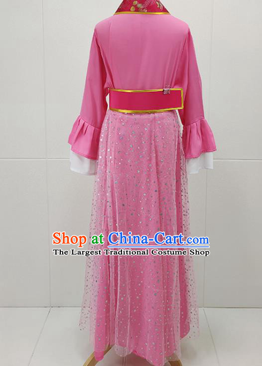 Chinese Beijing Opera Xiaodan Clothing Traditional Huangmei Opera Young Lady Pink Dress Garments