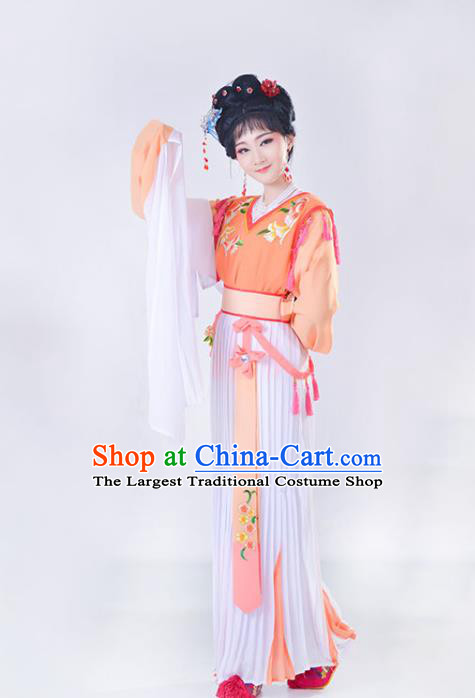 Chinese Shaoxing Opera Actress Garment Beijing Opera Young Beauty Clothing Traditional Peking Opera Diva Orange Dress
