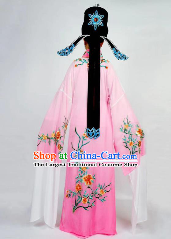 China Traditional Shaoxing Opera Scholar Clothing Peking Opera Xiaosheng Rosy Robe Garment