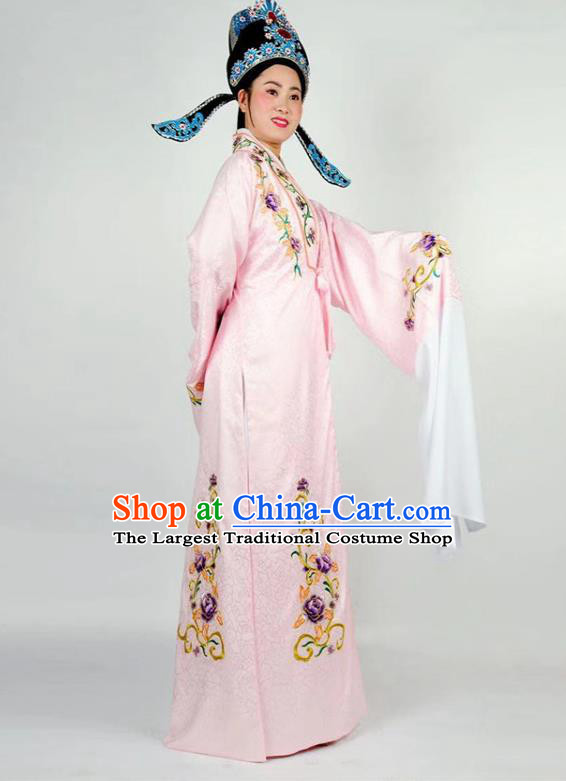 China Traditional Peking Opera Xiaosheng Pink Robe Garment Shaoxing Opera Scholar Clothing