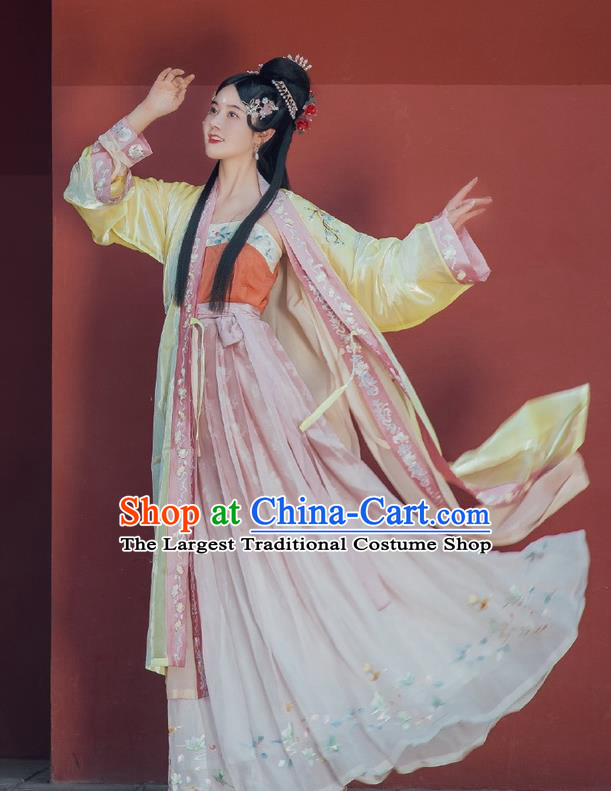 China Traditional Song Dynasty Young Beauty Historical Clothing Ancient Princess Hanfu Dress Garments Complete Set