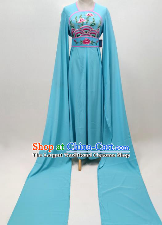 Chinese Shaoxing Opera Fairy Garment Beijing Opera Hua Tan Clothing Traditional Peking Opera Blue Water Sleeve Dress