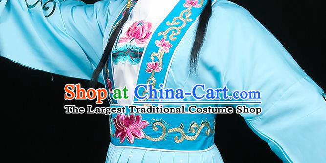 Chinese Traditional Peking Opera Hua Tan Blue Dress Beijing Opera Actress Garment Shaoxing Opera Princess Clothing