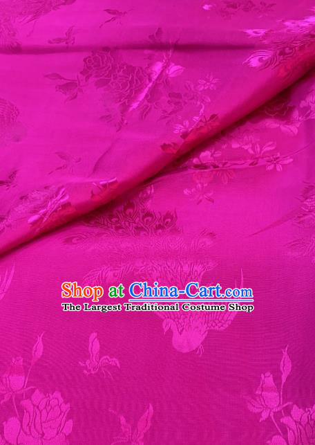 China Jacquard Rosy Tapestry Drapery Classical Butterfly Phoenix Pattern Silk Fabric Traditional Cheongsam Brocade Cloth