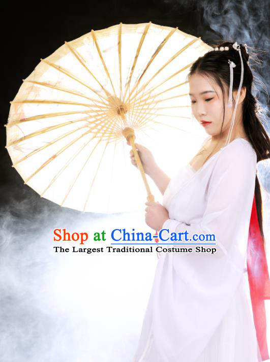 China Ancient Fairy Goddess White Hanfu Dress Garments Traditional Cosplay Tang Dynasty Princess Clothing