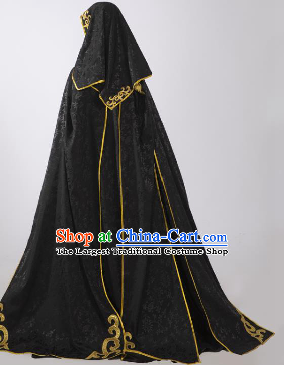 Chinese Ancient Swordsman Black Hanfu Clothing Traditional Cosplay Chivalrous Knight Garment Costumes