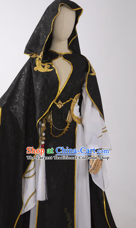 Chinese Ancient Swordsman Black Hanfu Clothing Traditional Cosplay Chivalrous Knight Garment Costumes