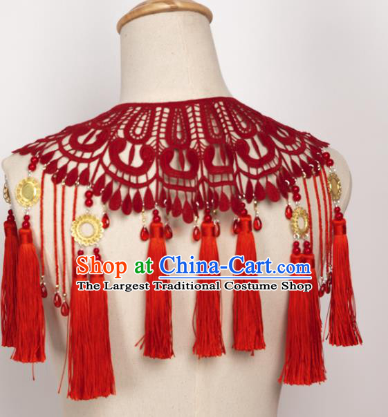 China Traditional Ming Dynasty Princess Shoulder Accessories Ancient Bride Wedding Tassel Tippet