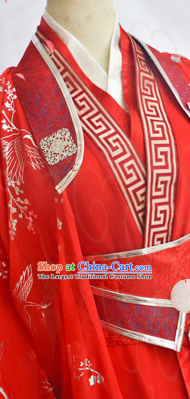 Chinese Ancient Crown Prince Red Hanfu Clothing Drama Cosplay Noble Childe Wedding Garment Costumes