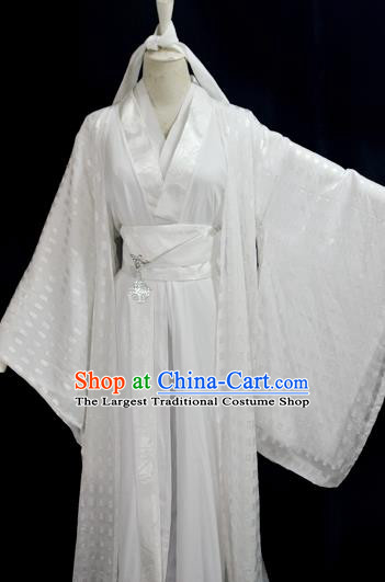 Chinese Ancient Swordsman White Hanfu Clothing Drama Cosplay Jin Dynasty Crown Prince Garment Costumes