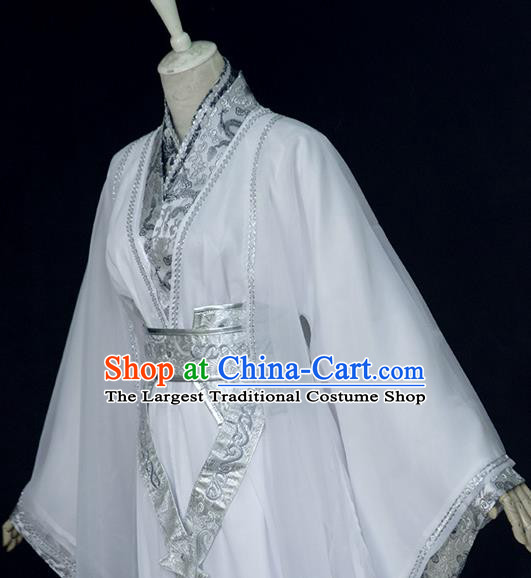 Chinese Ancient Nobility Childe Chu Wanning Hanfu Clothing Drama Cosplay Jin Dynasty Swordsman White Garment Costumes