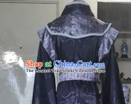 Chinese Ancient Emperor Black Hanfu Clothing Drama Cosplay King Apparels Qin Dynasty Monarch Garment Costumes