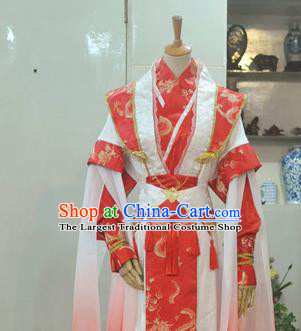 Chinese Qin Dynasty Prince Garment Costumes Ancient Knight Hanfu Clothing Drama Cosplay Swordsman Red Apparels