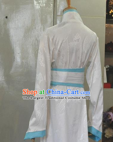 Chinese Ancient Knight Hanfu Clothing Drama Cosplay Young Hero Apparels Ming Dynasty Swordsman White Garment Costumes