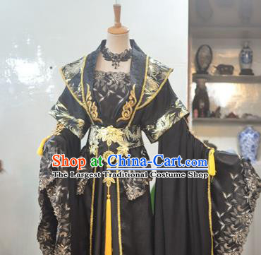 China Traditional Cosplay Tang Dynasty Empress Clothing Ancient Queen Black Hanfu Dress