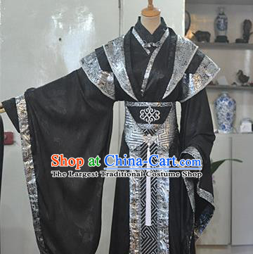 Chinese Drama Cosplay King Black Apparels Jin Dynasty Royal Highness Garment Costumes Ancient Monarch Hanfu Clothing