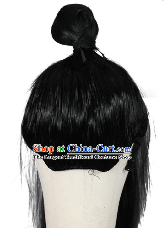 Chinese Cosplay Young Knight Wigs Ancient Kung Fu Male Wigs Ming Dynasty Swordsman Black Toupee Hairpieces