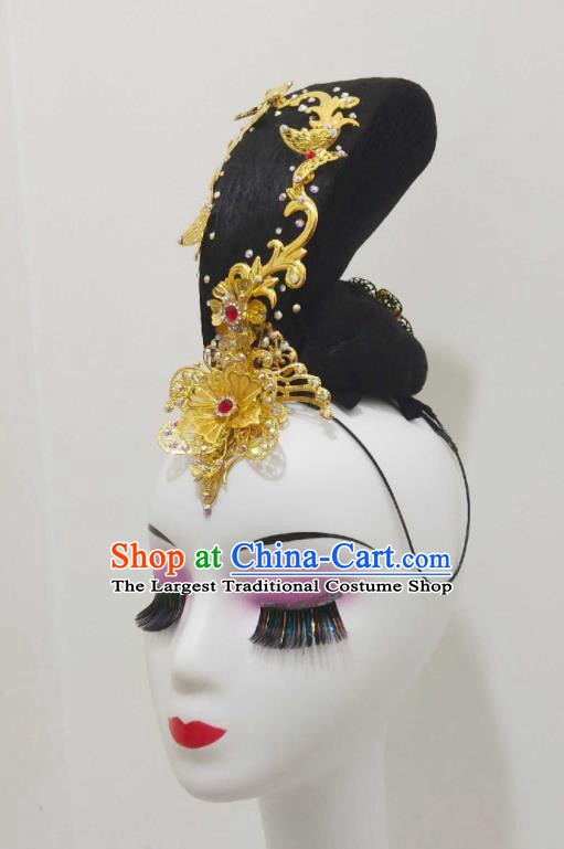 Chinese Classical Dance Wigs Chignon Female Solo Dance Hair Accessories Traditional Stage Performance Umbrella Dance Hairpieces