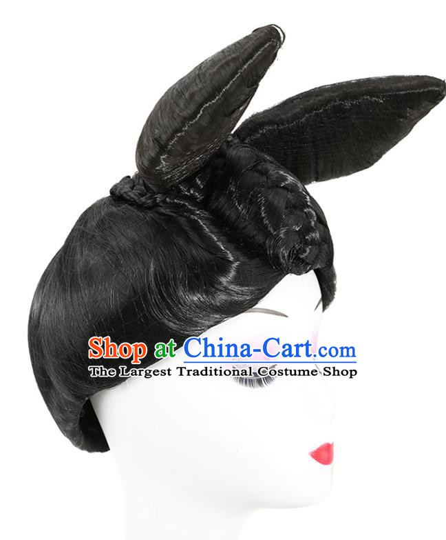 China Tang Dynasty Young Lady Chignon Hairpieces Traditional Hair Accessories Ancient Court Maid Wigs