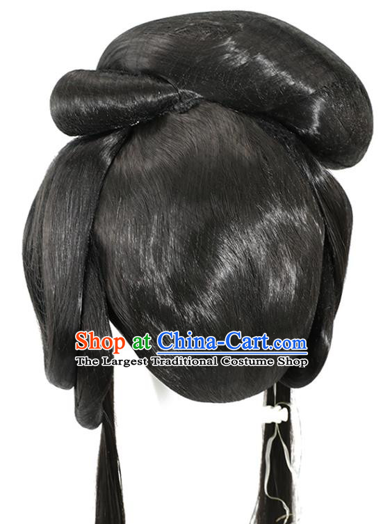China Ancient Goddess Wigs Jin Dynasty Palace Princess Chignon Hairpieces Traditional Hair Accessories
