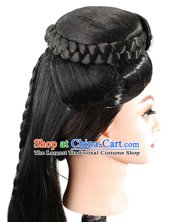 China Traditional Drama The Condor Heroes Xiao Long Nv Hair Accessories Ancient Swordswoman Wigs Song Dynasty Female Knight Chignon Hairpieces