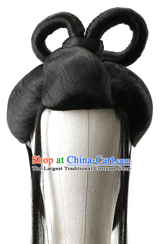 China Jin Dynasty Court Beauty Chignon Hairpieces Traditional Hair Accessories Ancient Fairy Princess Wigs