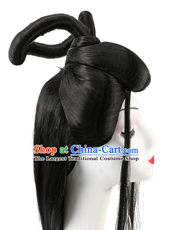 China Jin Dynasty Court Beauty Chignon Hairpieces Traditional Hair Accessories Ancient Fairy Princess Wigs