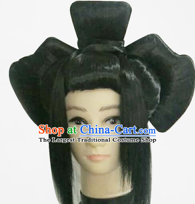 China Ancient Court Woman Wigs Tang Dynasty Imperial Consort Chignon Hairpieces Traditional Wu Meiniang Hair Accessories
