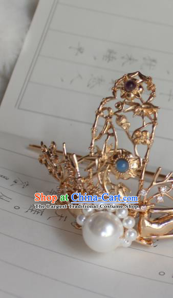 China Jin Dynasty Swordswoman Headpieces Traditional Hanfu Hair Accessories Ancient Court Princess Golden Hair Crown and Hairpin