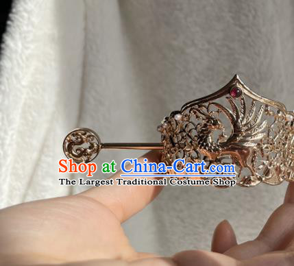 Chinese Ancient Swordsman Headpieces Traditional Tang Dynasty Prince Golden Hair Crown and Hairpin