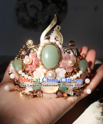 China Song Dynasty Palace Lady Gems Hairpin Traditional Hanfu Hair Accessories Ancient Princess Golden Tassel Hair Crown