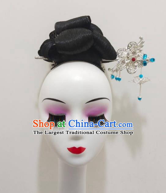 Chinese Traditional Stage Performance Hairpieces Classical Dance Wigs and Hairpin Woman Group Dance Hair Accessories