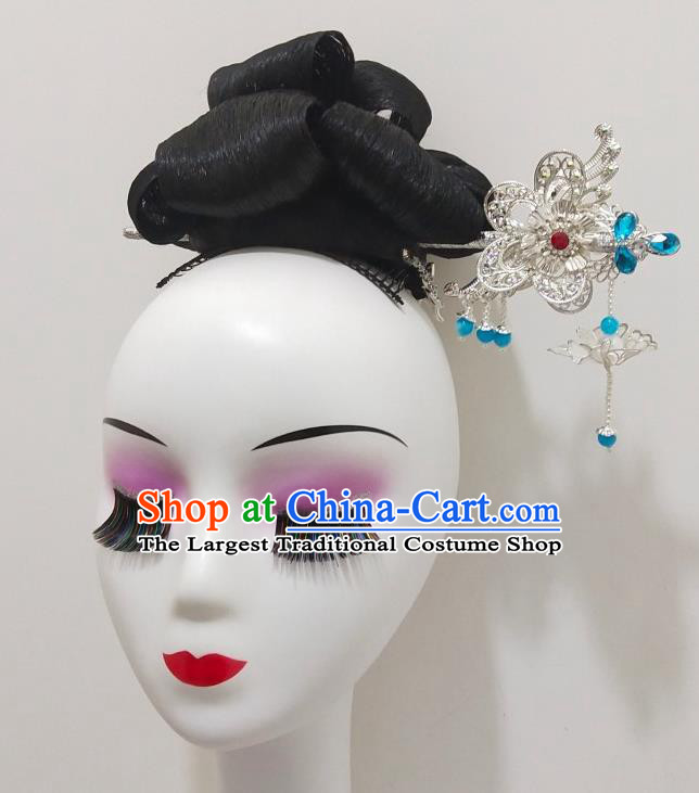 Chinese Traditional Stage Performance Hairpieces Classical Dance Wigs and Hairpin Woman Group Dance Hair Accessories