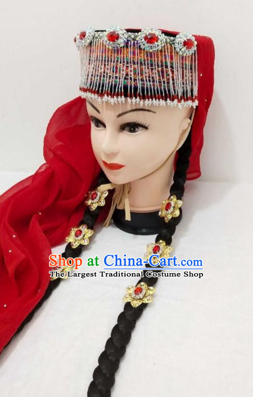 China Xinjiang Ethnic Folk Dance Hair Accessories Uyghur Minority Performance Headwear Tajik Nationality Wedding Hat