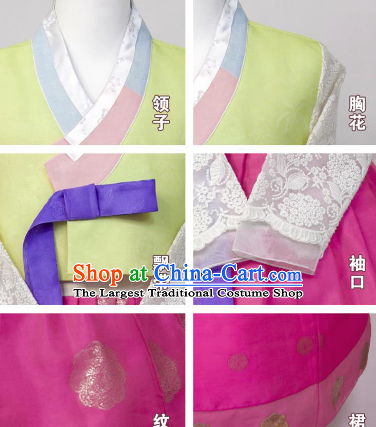 Korean Bride Fashion Costumes Korea Young Lady Classical Hanbok Yellow Blouse and Purple Dress Traditional Wedding Clothing