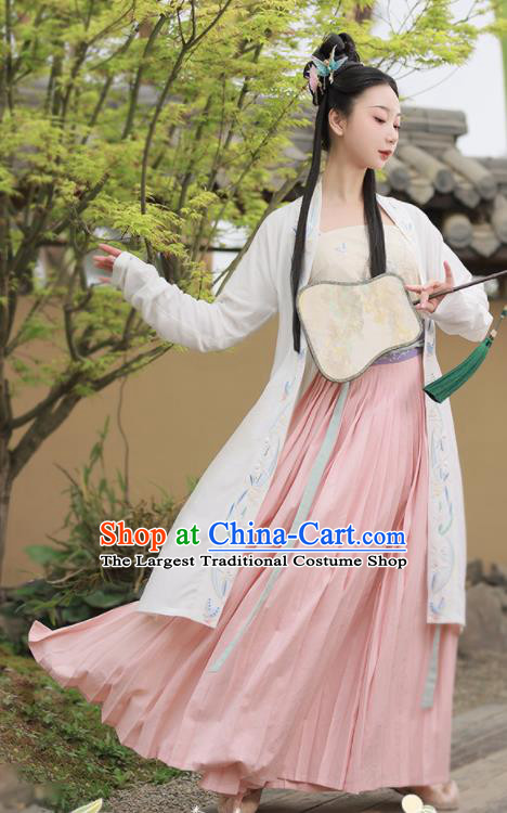 China Ancient Young Woman Hanfu Dress Garments Song Dynasty Civilian Female Historical Clothing Full Set