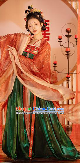 China Ancient Court Beauty Hanfu Dress Garments Tang Dynasty Royal Princess Historical Clothing