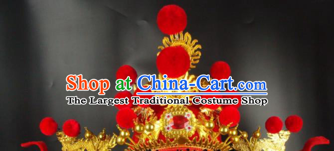 China Beijing Opera Laosheng Red Hat Opera Performance God of Wealth Hair Accessories Traditional Peking Opera Headwear